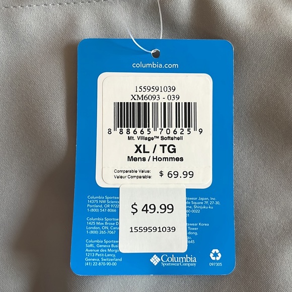 COLUMBIA Men's XL Gray Full-Zip Soft
Shell Jacket - Picture 8 of 8